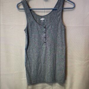 Gray Fitted Sleeveless Tank Top with Scoop Neckline